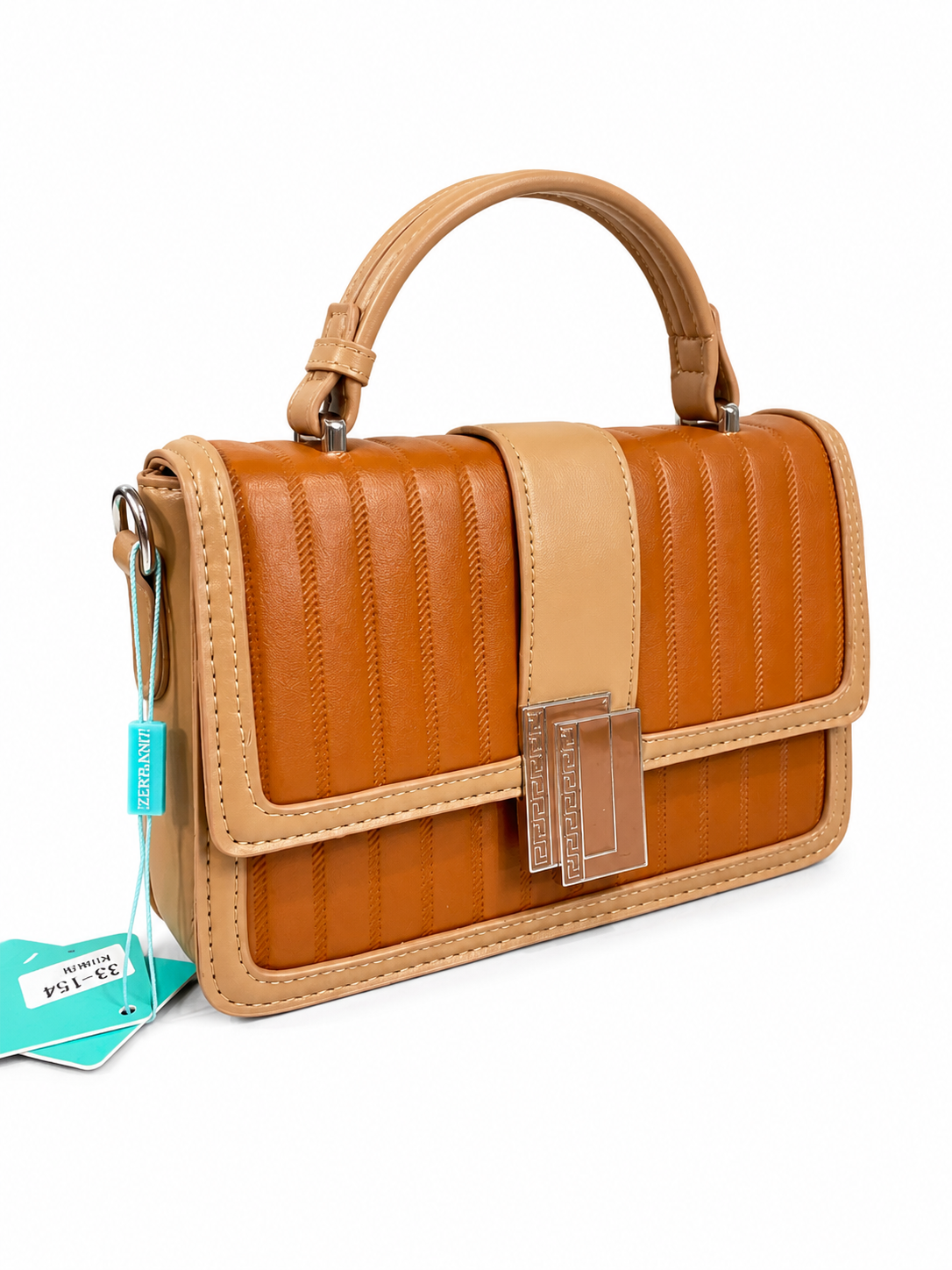 Chic Caramel Textured Flap Shoulder Bag