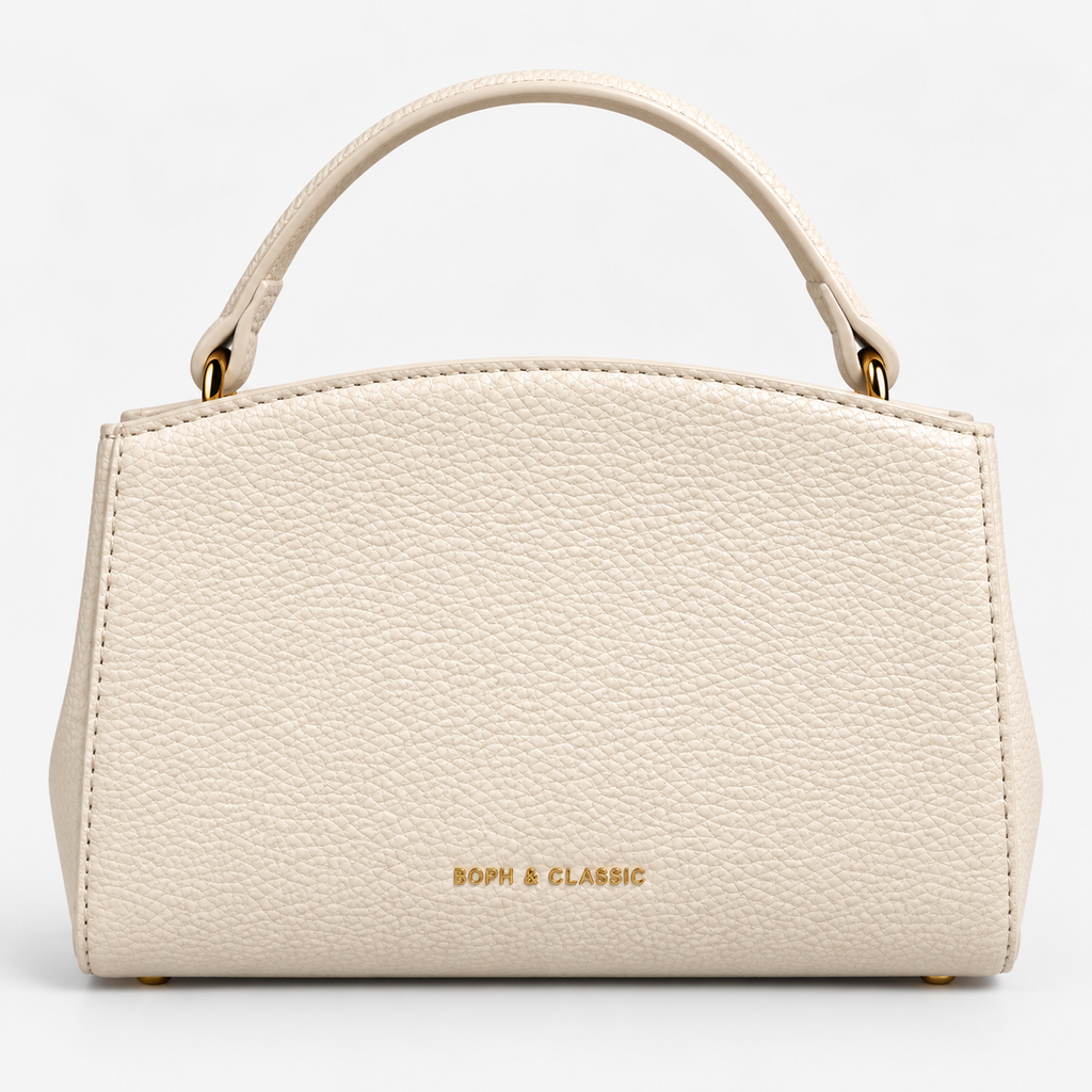 Elegant Cream Luxe Handbag With Golden Lock