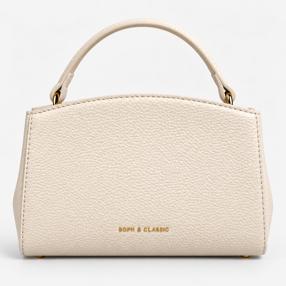 Elegant Cream Luxe Handbag With Golden Lock
