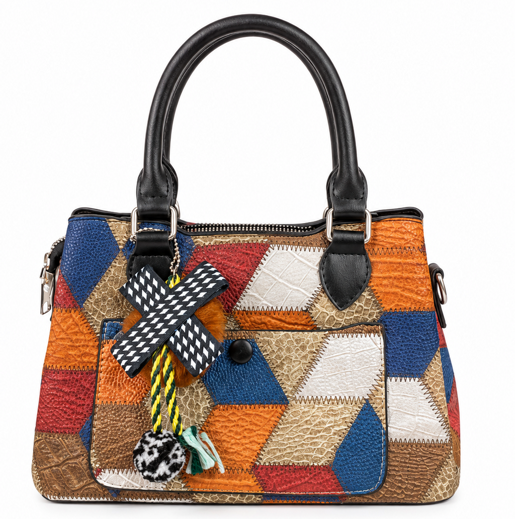 Multicolor Patchwork Charm Tote Bag