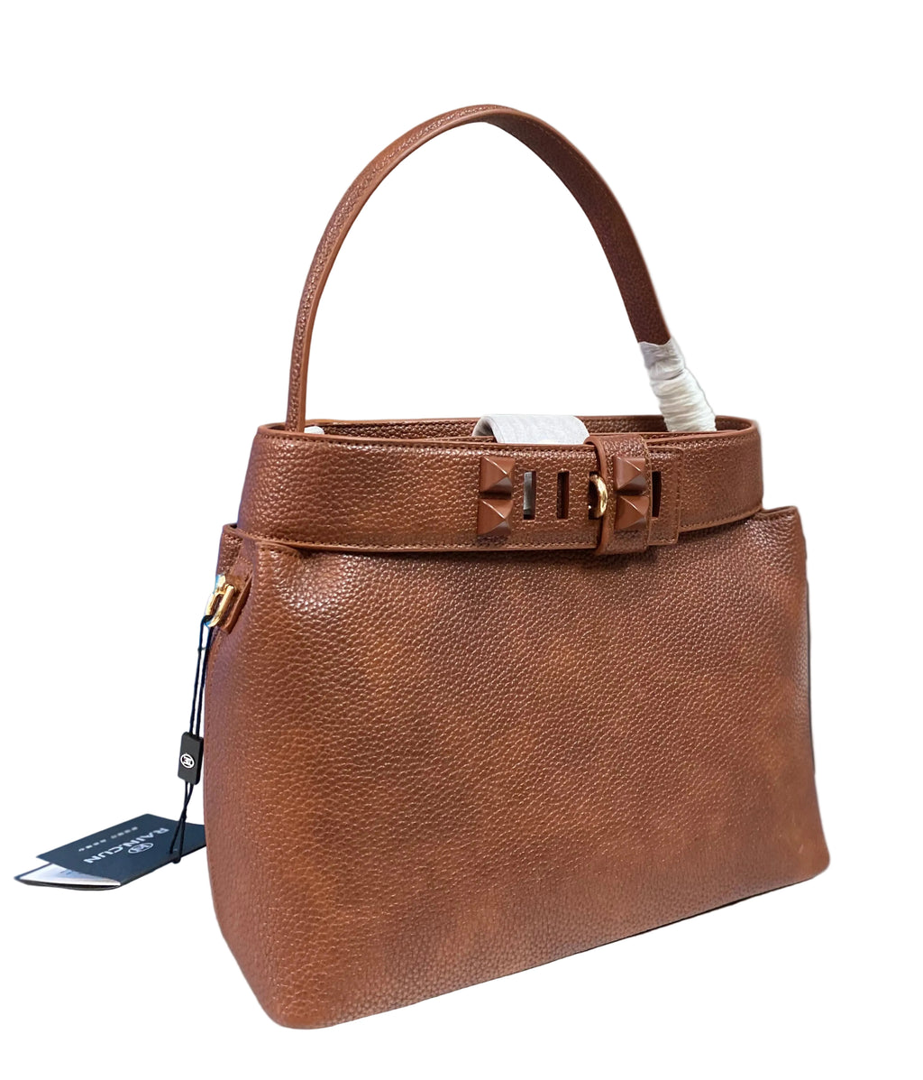 Elegant Textured Leather Top Handle Handbag