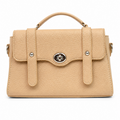 Elegant Beige Textured Top-Handle Handbag