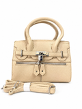 A Elegant Beige Textured Mini Handbag with Detachable Strap