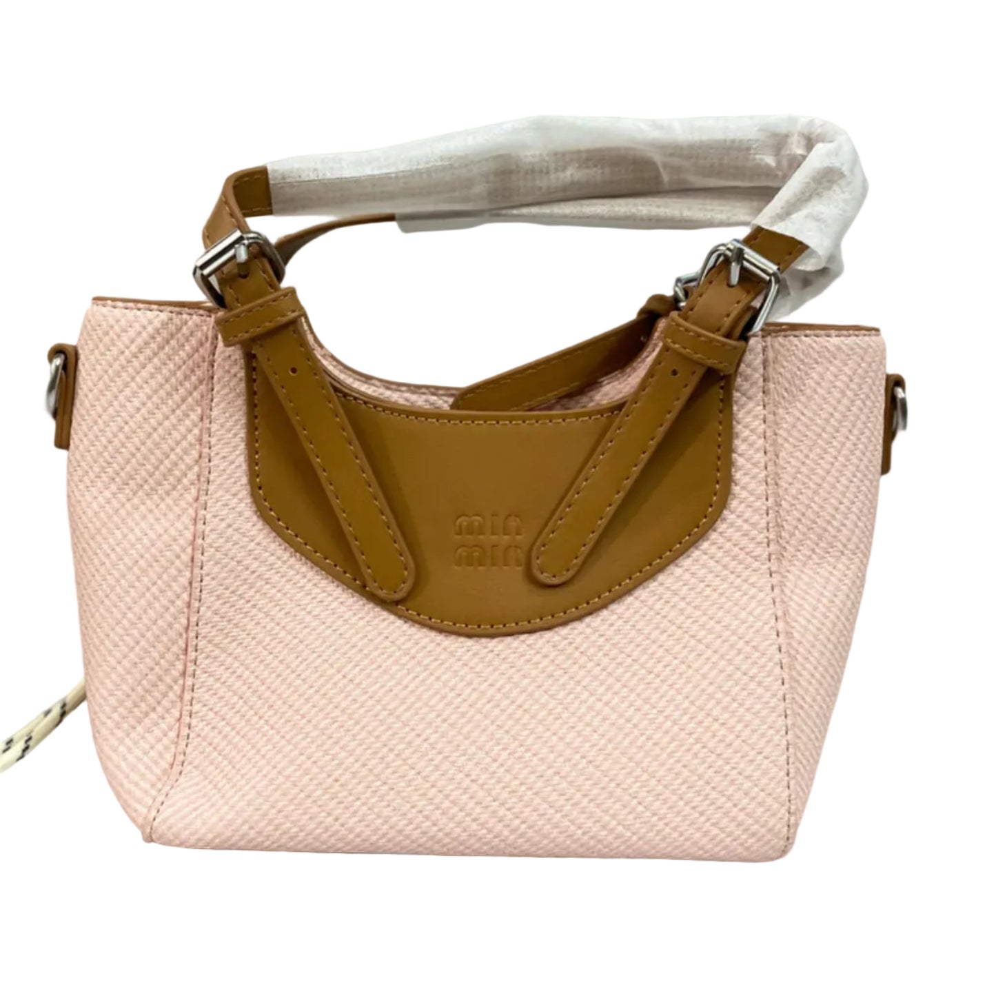Elegant Pink & Brown Contrast Crossbody Handbag for Women | Premium PU Leather Shoulder Bag