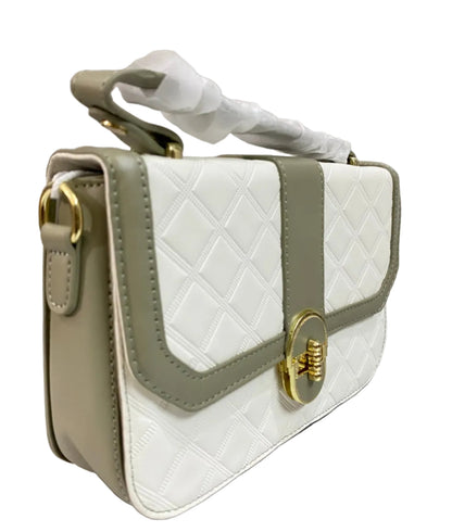 Elegant Green & White Women’s Handbag | Premium PU Leather Crossbody & Shoulder Bag