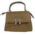 Taupe Structured Top-Handle Bag