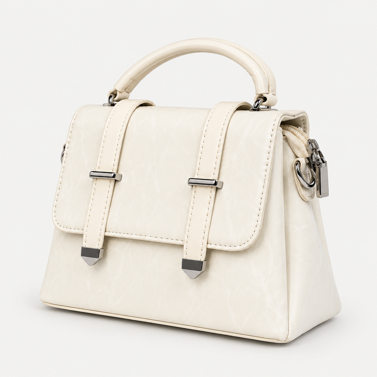 Elegant Ivory Leather Handbag Shoulder bag
