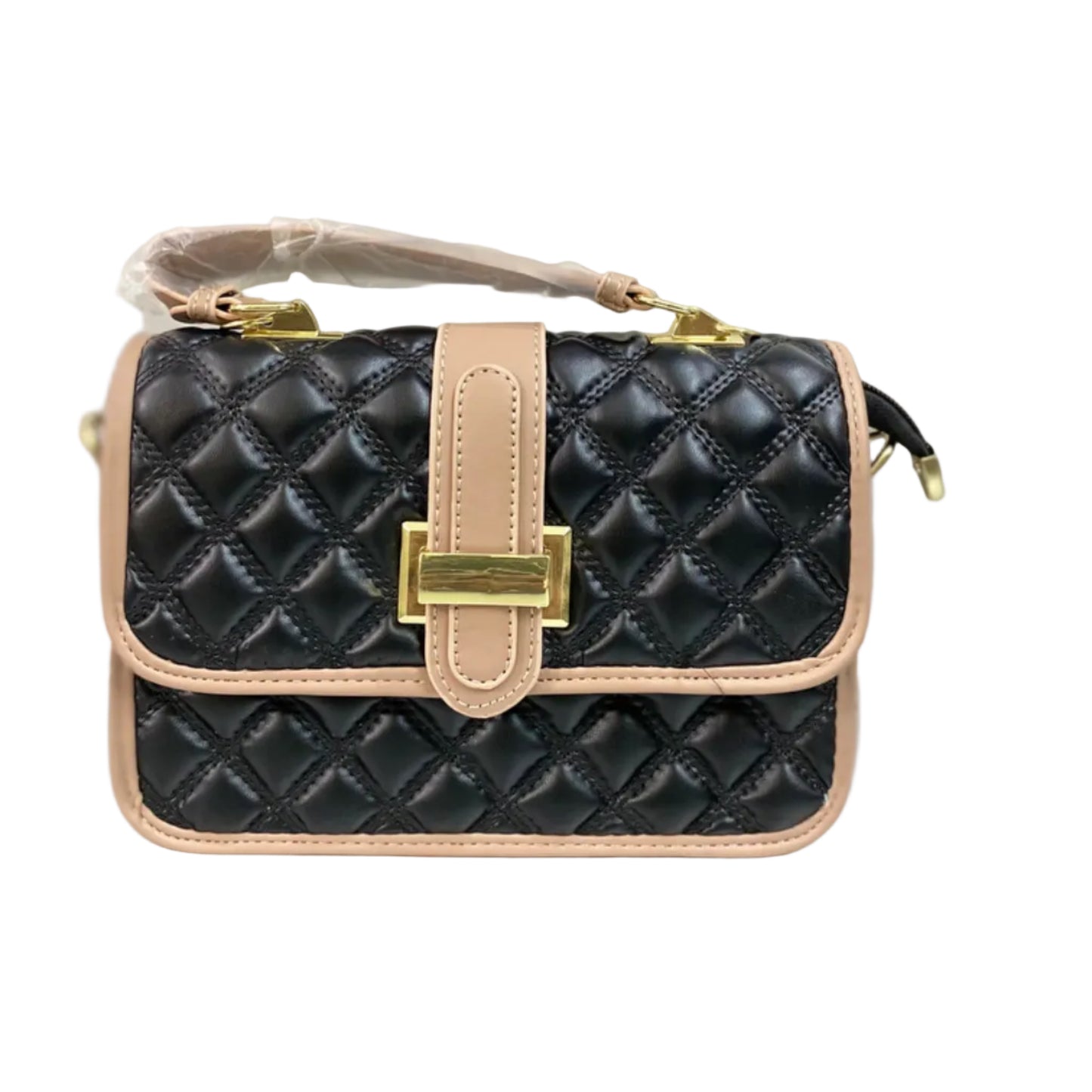 Luxury Quilted Black & Beige Crossbody Shoulder Bag for Women | Premium Fashion Handbag