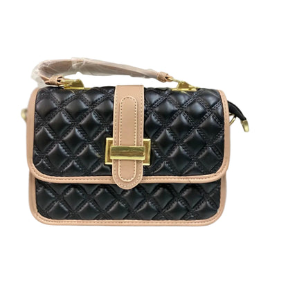 Luxury Quilted Black & Beige Crossbody Shoulder Bag for Women | Premium Fashion Handbag
