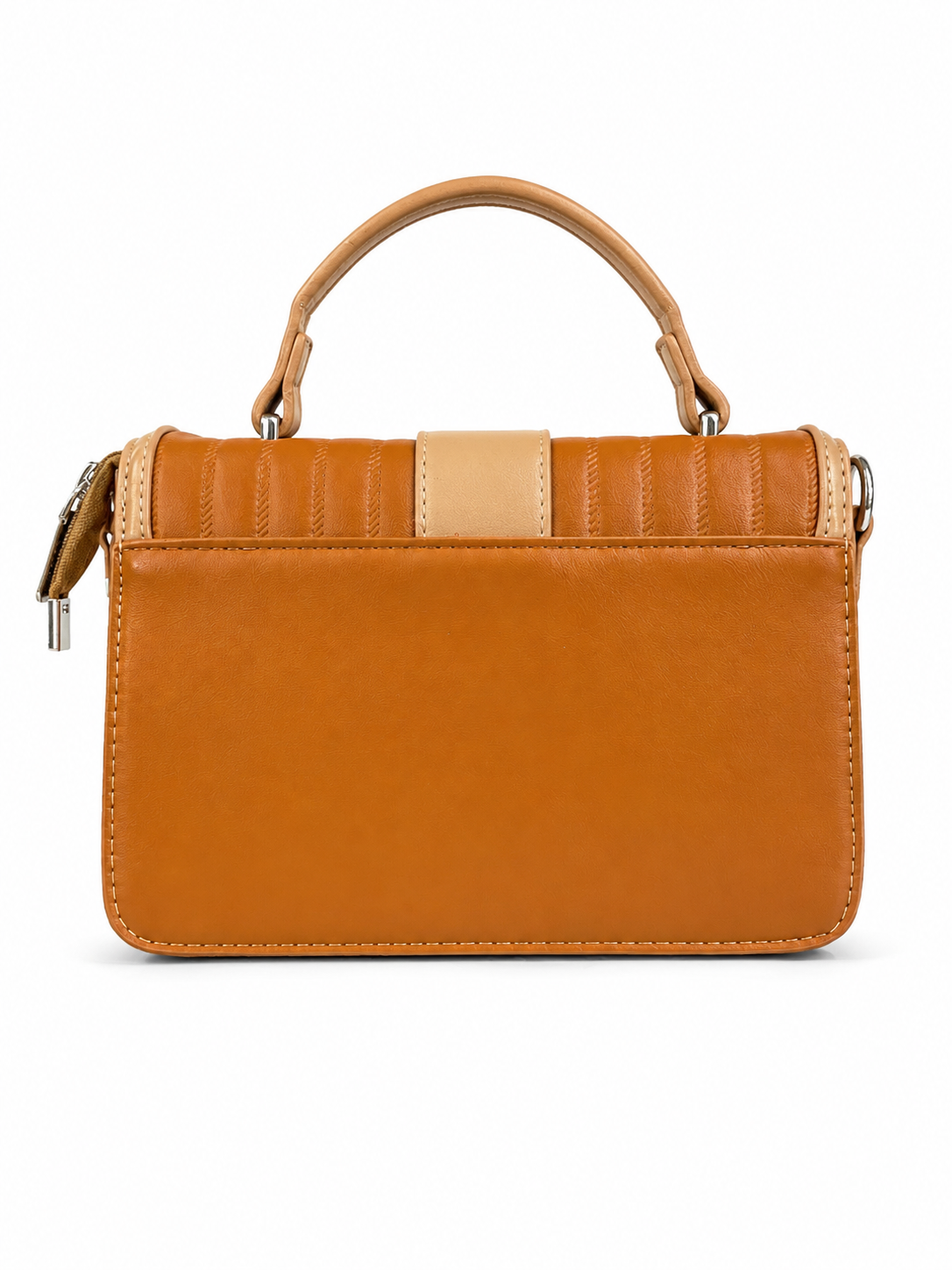 Chic Caramel Textured Flap Shoulder Bag