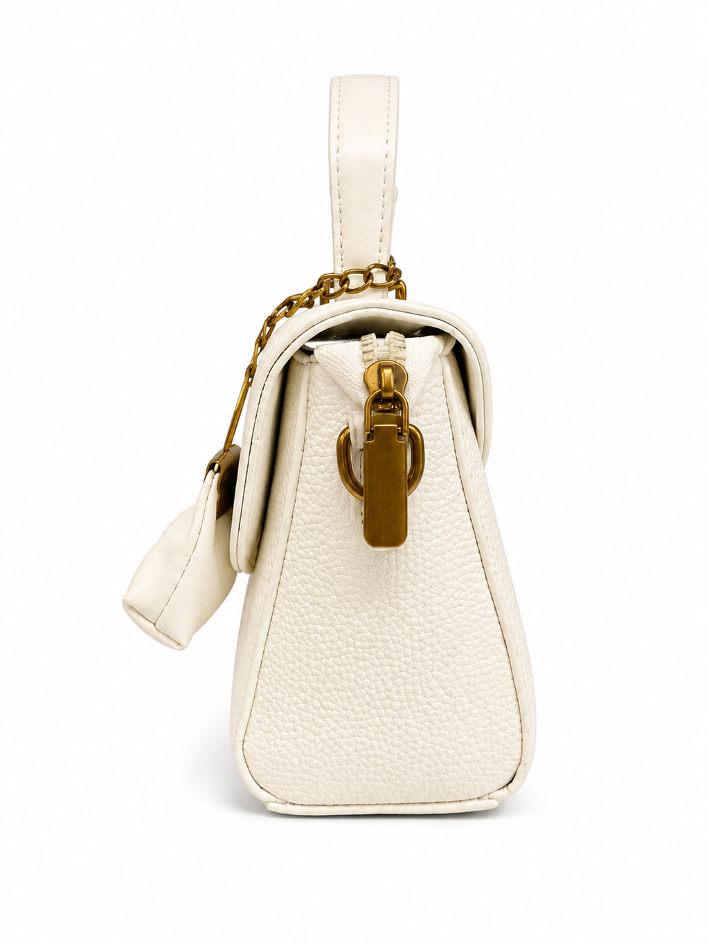 Elegant White Gold-Accent Shoulder Bag