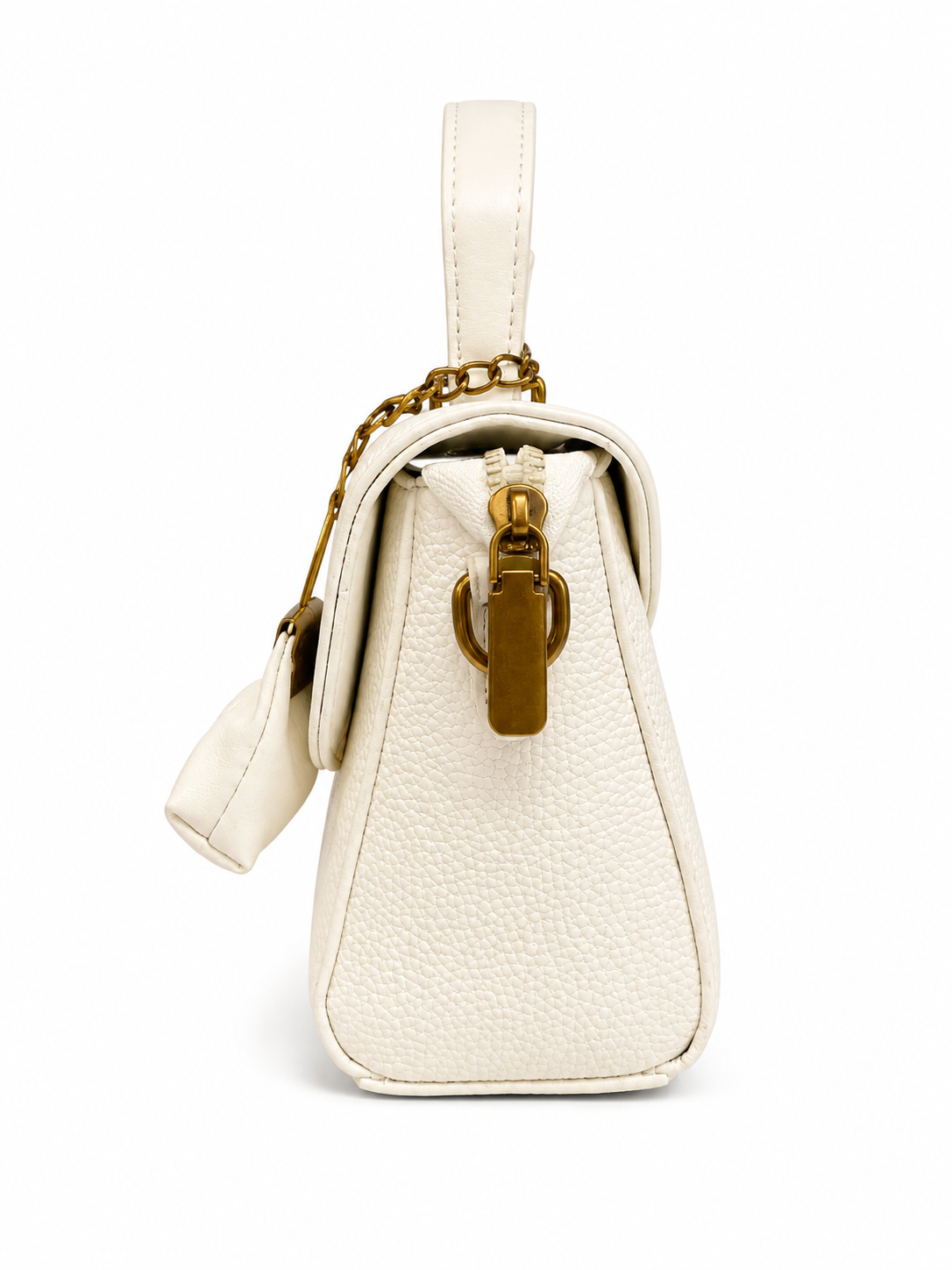 Elegant White Gold-Accent Shoulder Bag