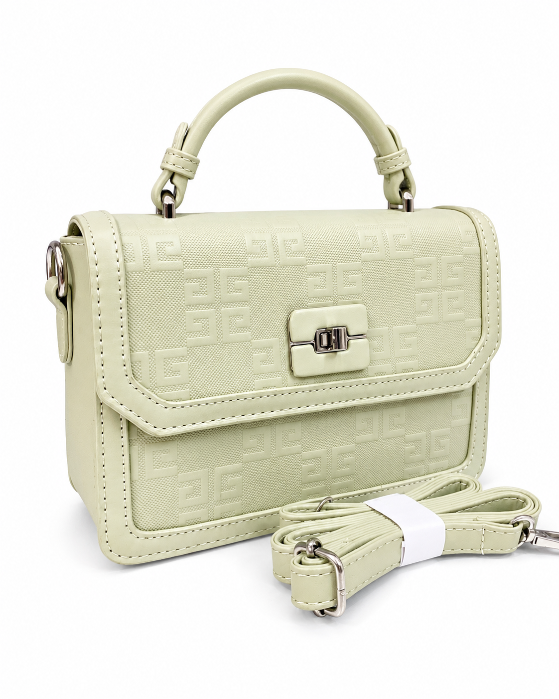 Luxury Mint Geometric Pattern Top Handle Bag