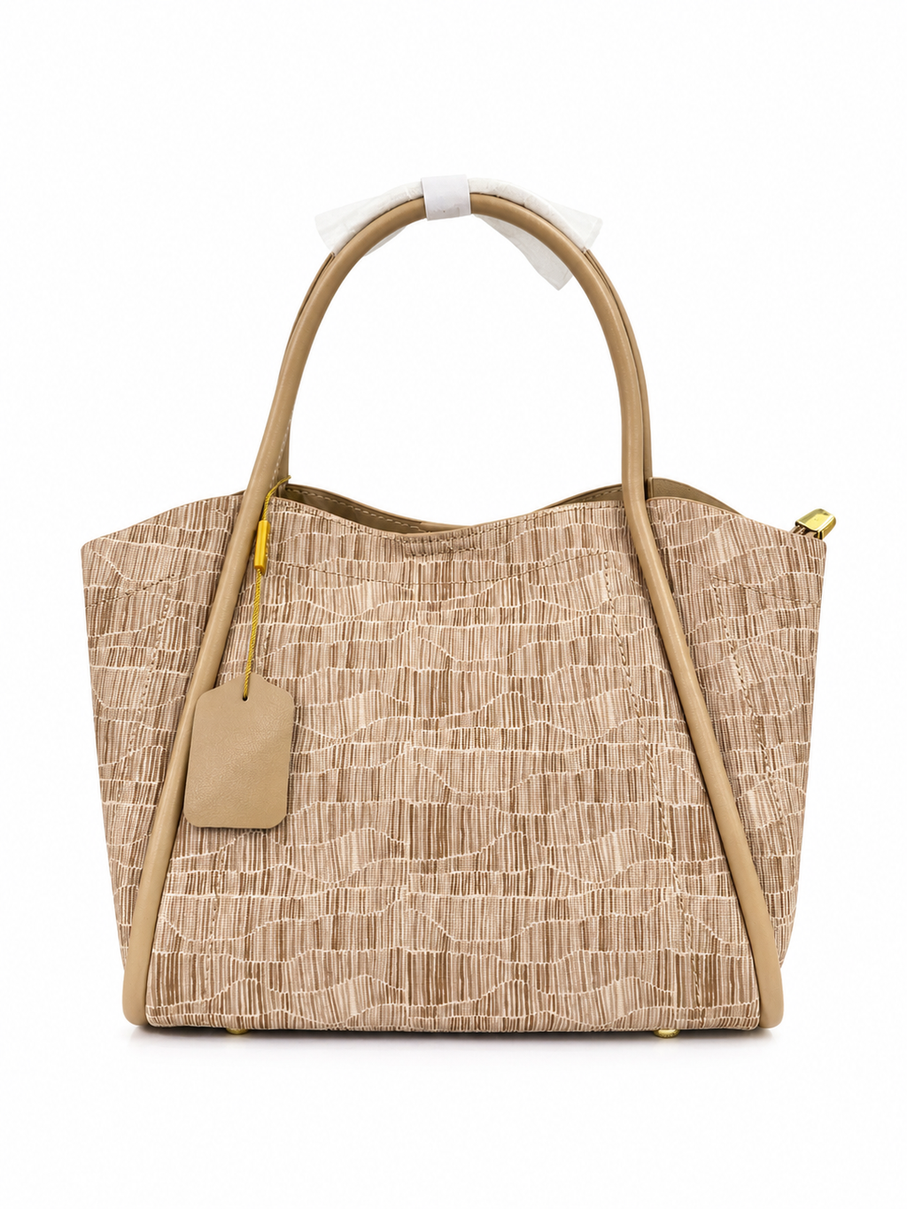 A Premium Elegant Textured Beige Handbag with Detachable Strap – Luxury Minimal Tote no