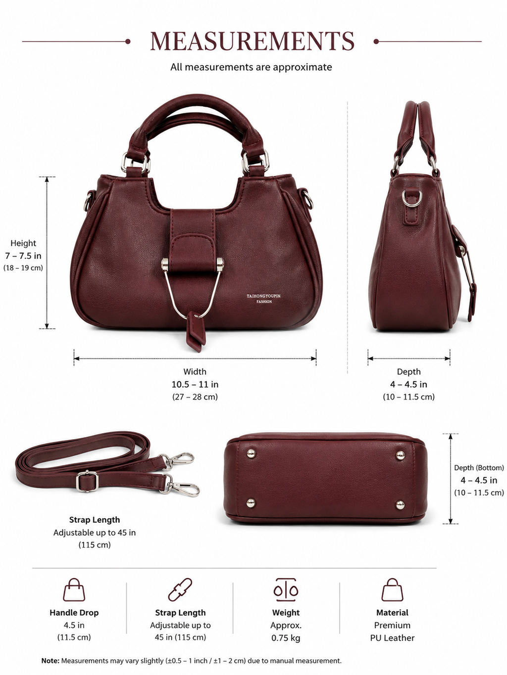 A red Mini Leather Handbag – Burgundy | Top Handle Crossbody Bag