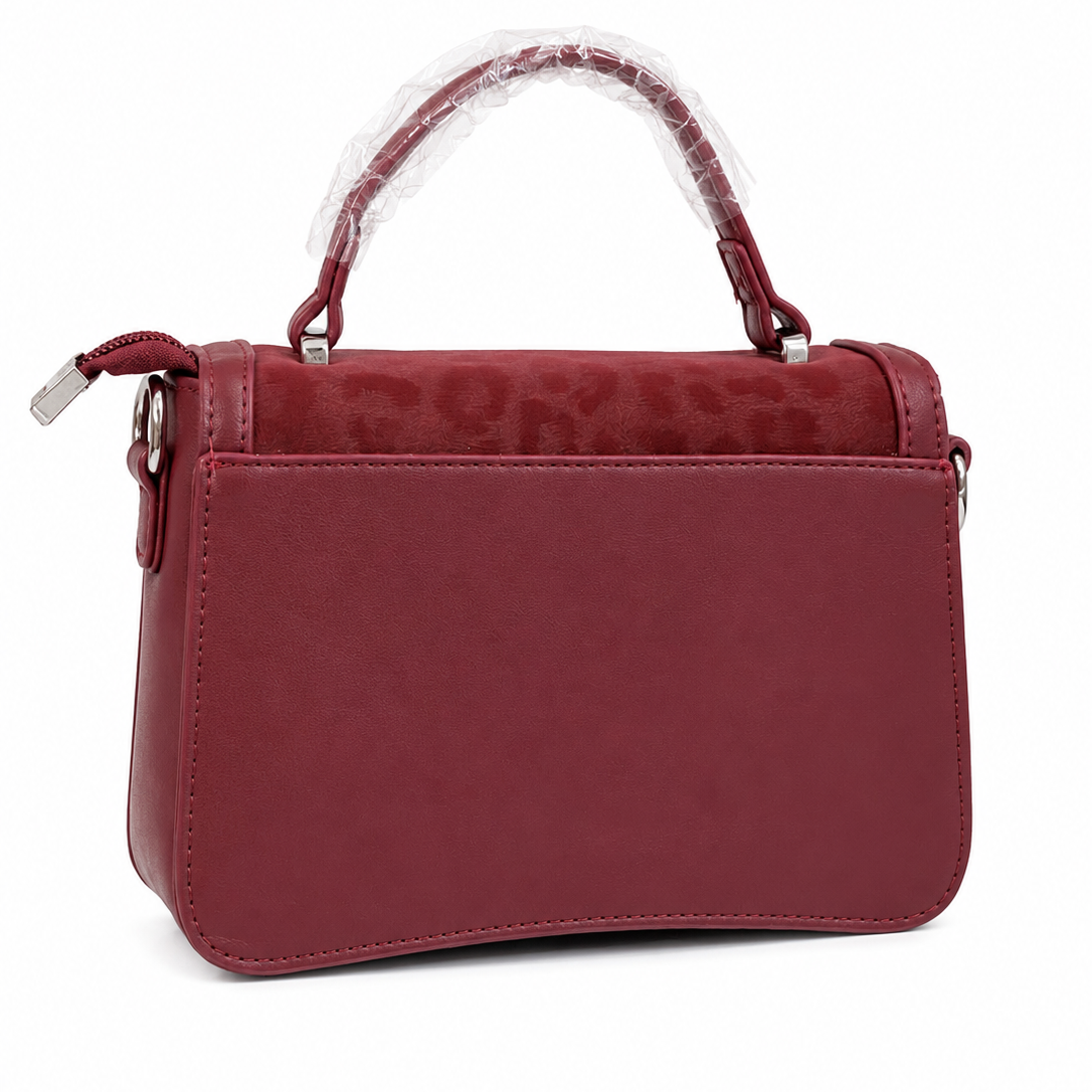 Elegant Burgundy Leopard Print Handbag
