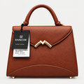 Elegant Textured Brown Structured Handbag