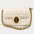 Elegant Ivory Quilted Bag with Gold Hardware