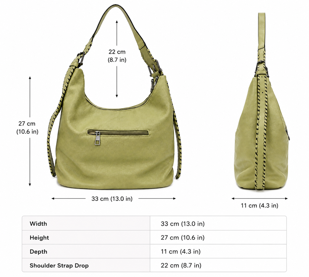 Elegant Olive Green Slouchy Hobo Shoulder Bag with Adjustable Strap