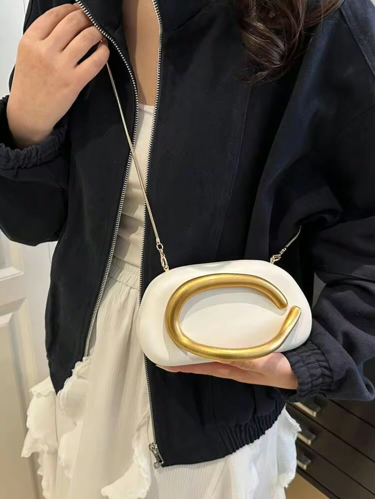 Elegant Gold Handle Mini with Shoulder Bag