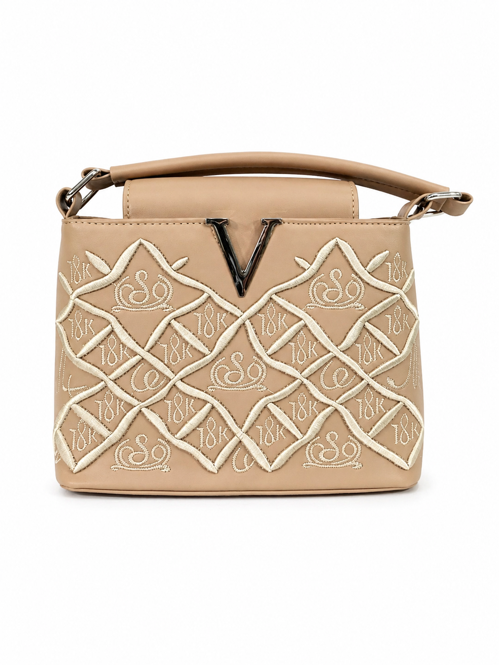 A Elegant Nude Mini Top-Handle Crossbody Bag