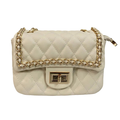 White Premium Leather Shoulder Bag for Women | Elegant Crossbody Handbag