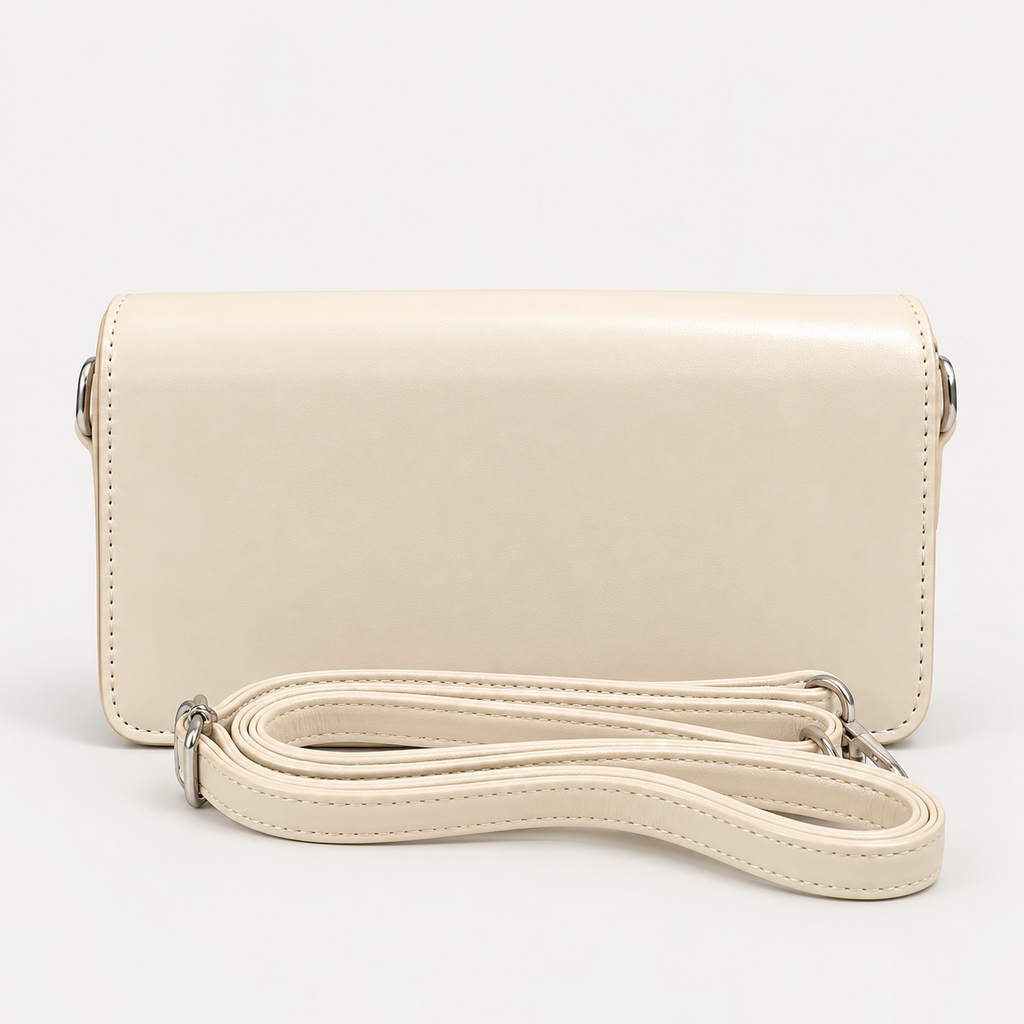 Elegant Cream Leather Shoulder Bag for Women