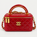 Luxury Red Quilted Mini Handbag with Gold Chain