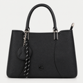 Elegant Black Structured Handbag  Silver Hardware