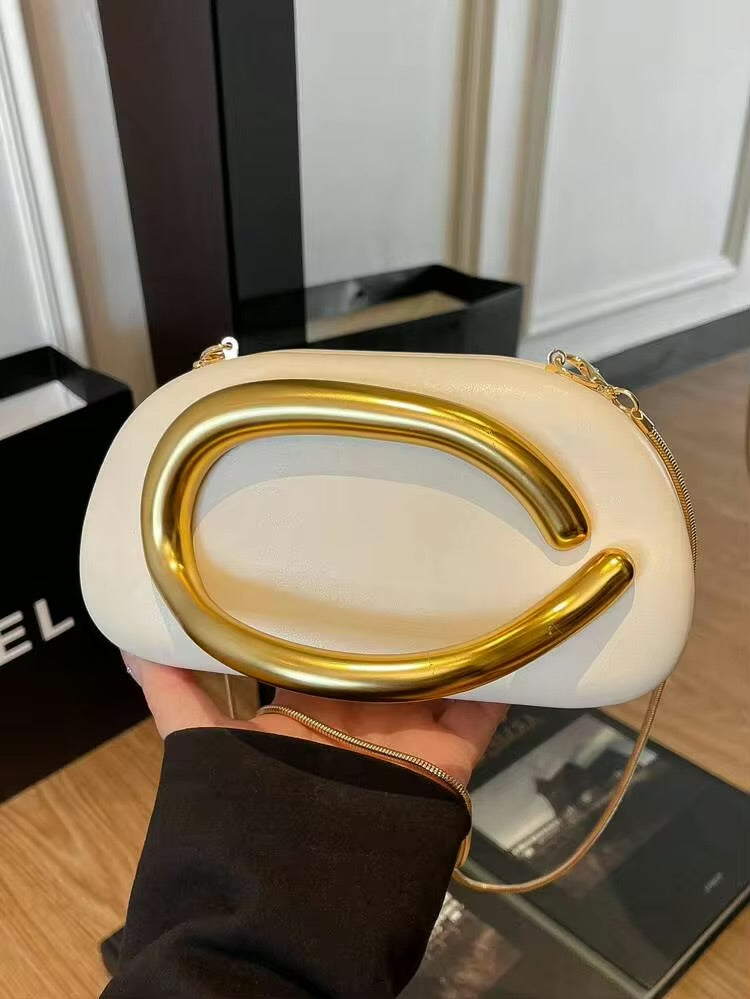 Elegant Gold Handle Mini with Shoulder Bag