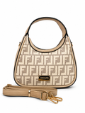 A Elegant Monogram Mini Hobo Handbag with Detachable Strap – Beige