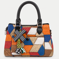 Colorful Patchwork Leather Shoulder Handbag