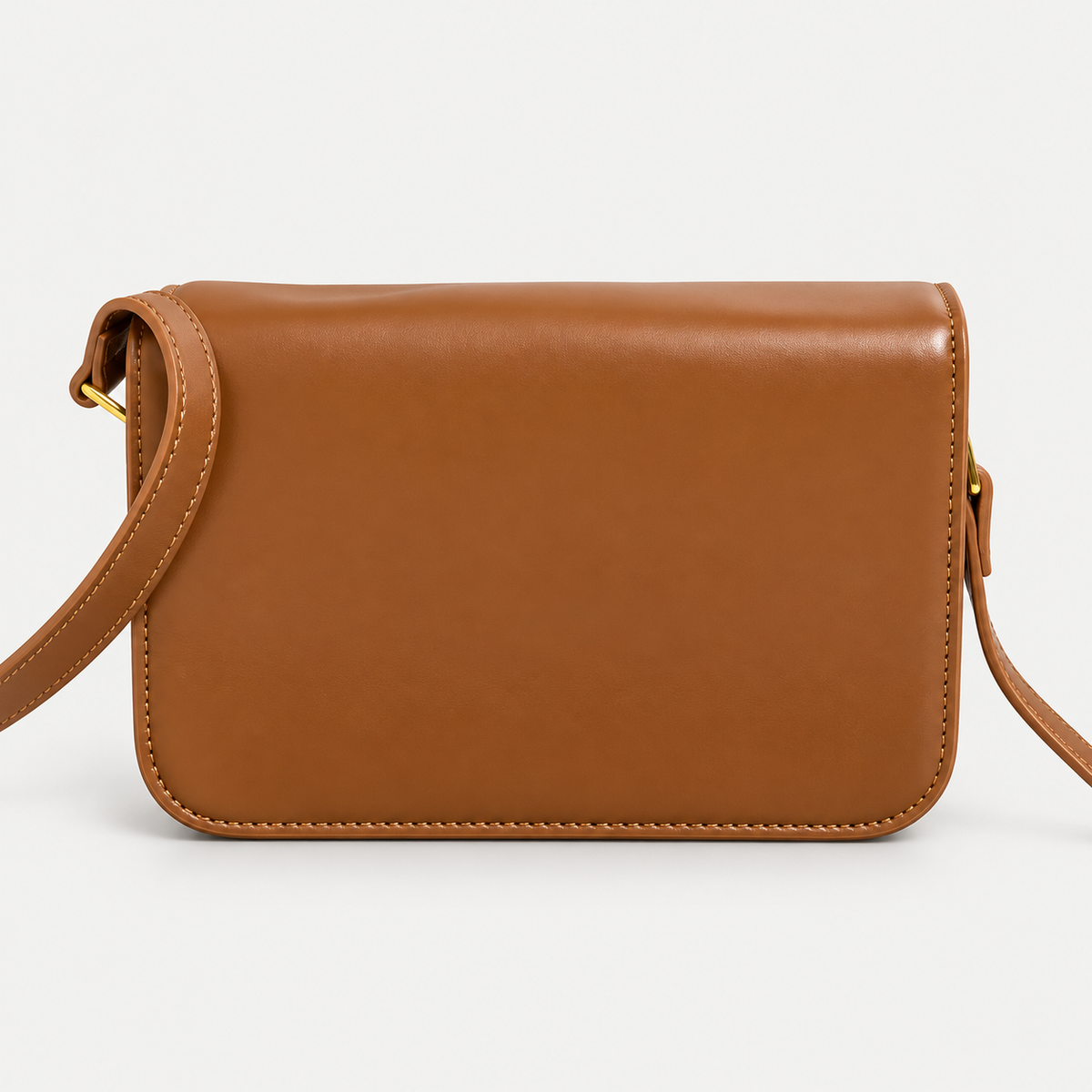Premium Caramel Brown Leather Crossbody Bag