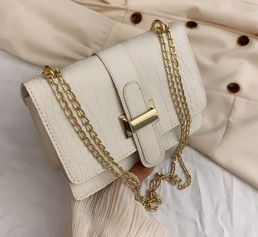 Women’s Black Crocodile Pattern Crossbody Bag