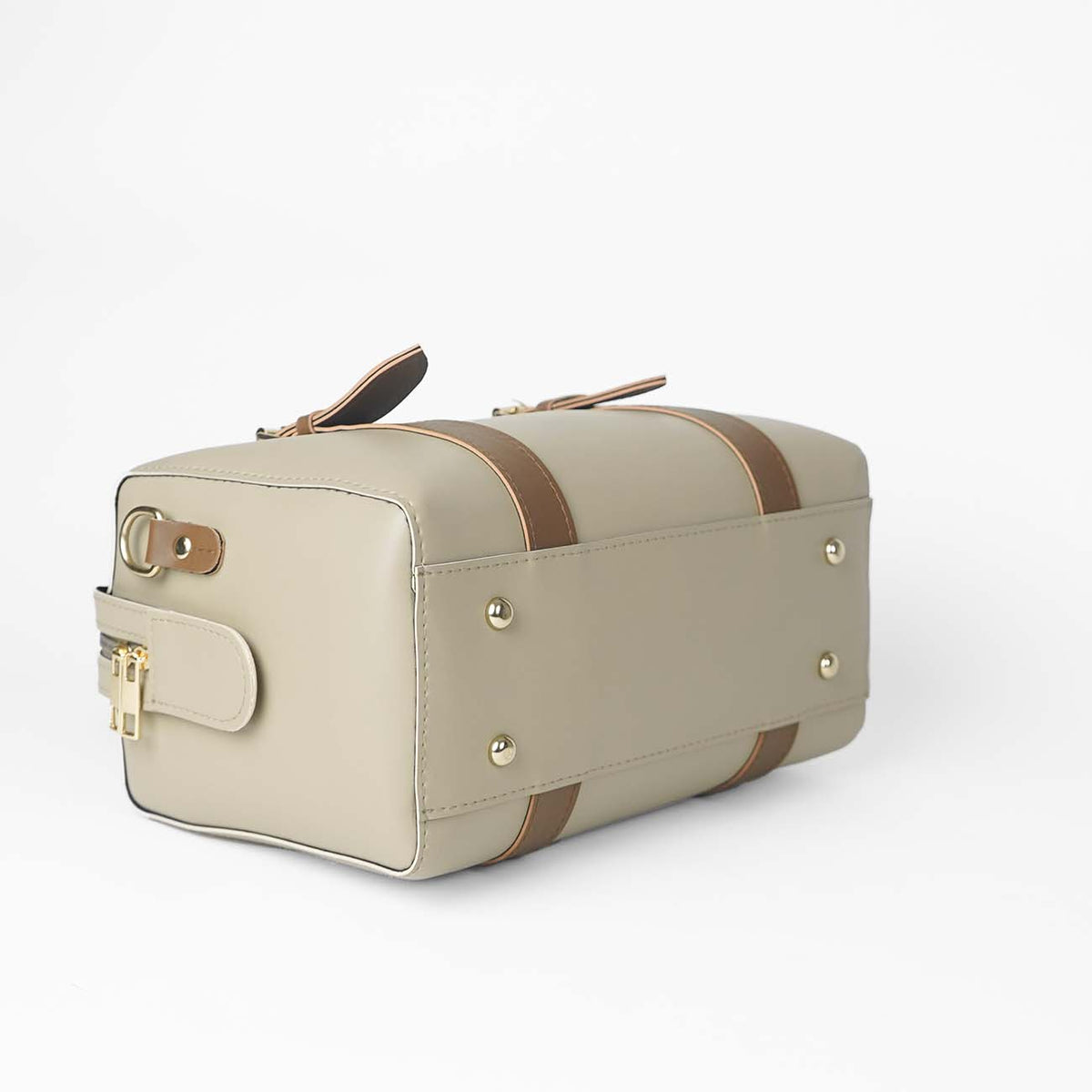 Classic Two-Tone Structured Satchel Bag with Adjustable Strap