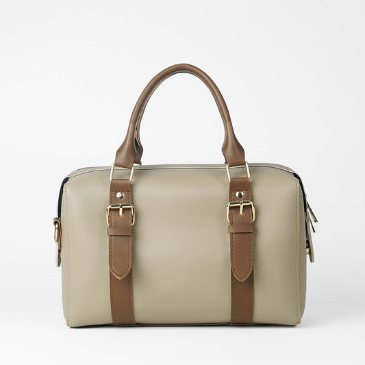 Classic Two-Tone Structured Satchel Bag with Adjustable Strap