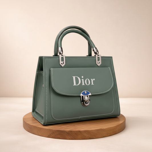 bag legant Green Top-Handle Handbag by Dior – Structured Flap Design with Silver-Tone Lock