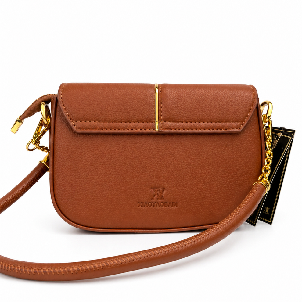Elegant Vintage Brown Monogram Shoulder Handbag
