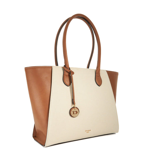 An Dune London "Dinkydorrie" Two-Tone Winged Tote Bag – Tan & Cream