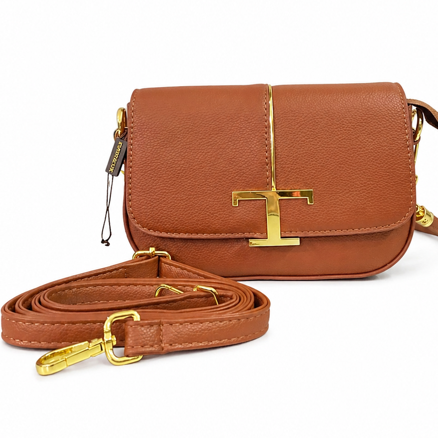Elegant Vintage Brown Monogram Shoulder Handbag