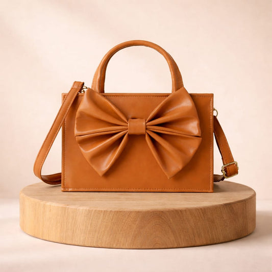 A Premium Elegant Bow Detail Handbag – Luxury Mini Tote for Women (Brown)