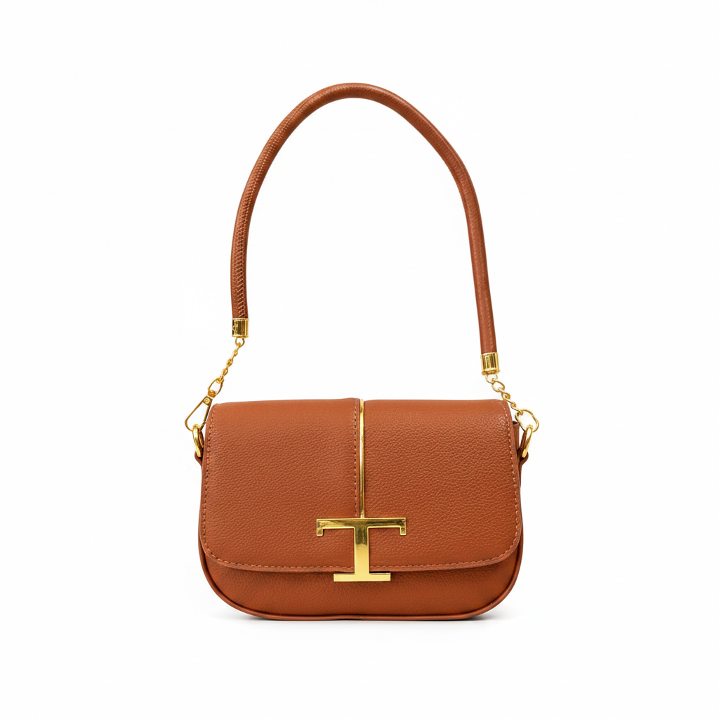 Elegant Vintage Brown Monogram Shoulder Handbag