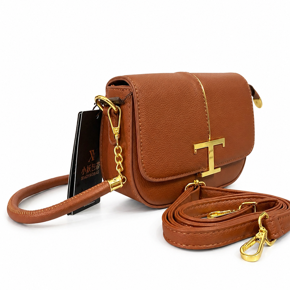 Elegant Vintage Brown Monogram Shoulder Handbag