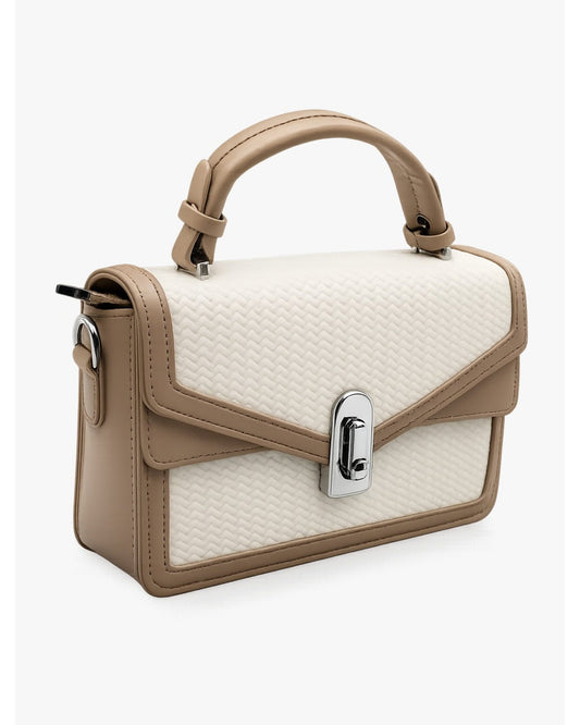 An Elegant Two-Tone Woven Texture Top Handle Handbag for Women 👜✨