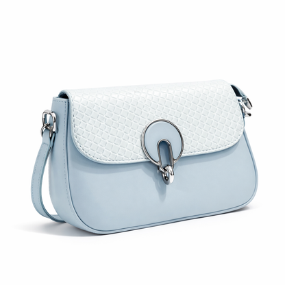 Elegant Pastel Blue Mini Shoulder Bag – Textured Flap Luxury Handbag for Women👜