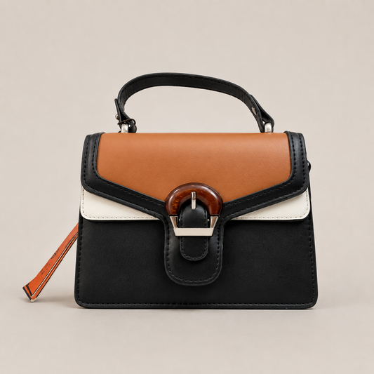 Luxury Black & Brown Women’s Handbag | Premium PU Leather Crossbody & Shoulder Bag