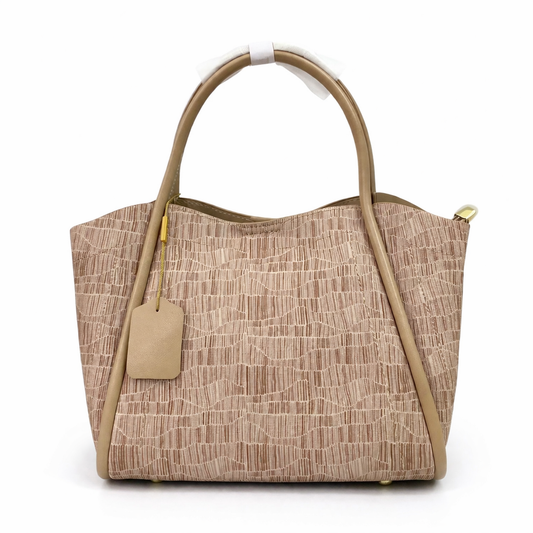 A Premium Elegant Textured Beige Handbag with Detachable Strap – Luxury Minimal Tote