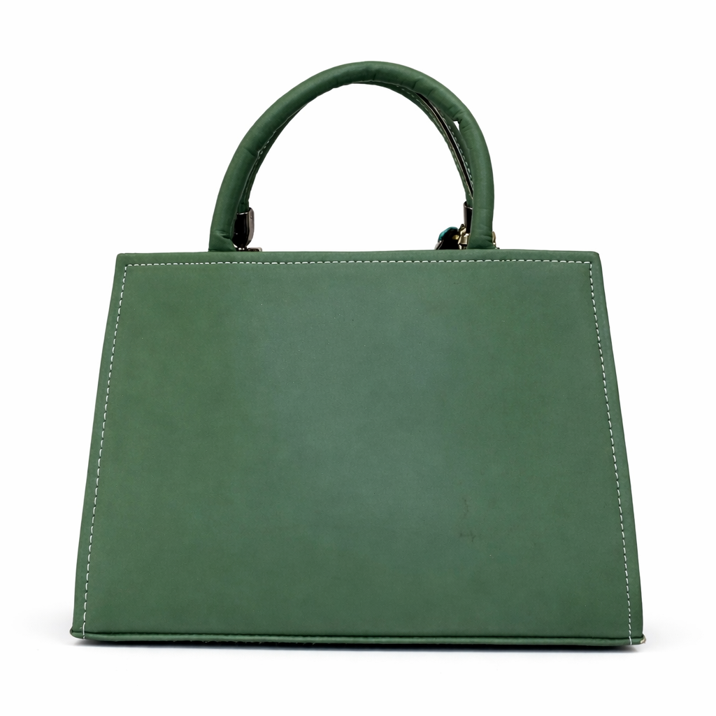 Elegant Structured Top Handle Handbag – Premium Faux Leather Mini Tote (Classic Green)