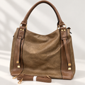 Elegant Taupe Leather BrownTote Bag For Women