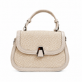 Elegant White Textured Top-Handle crossbody Handbag